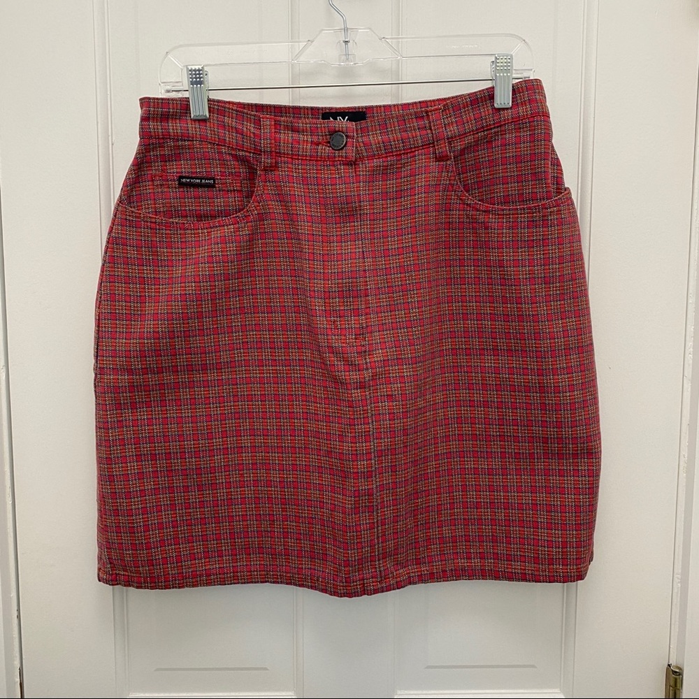 Vintage NY & Company Red & Yellow Plaid Skirt